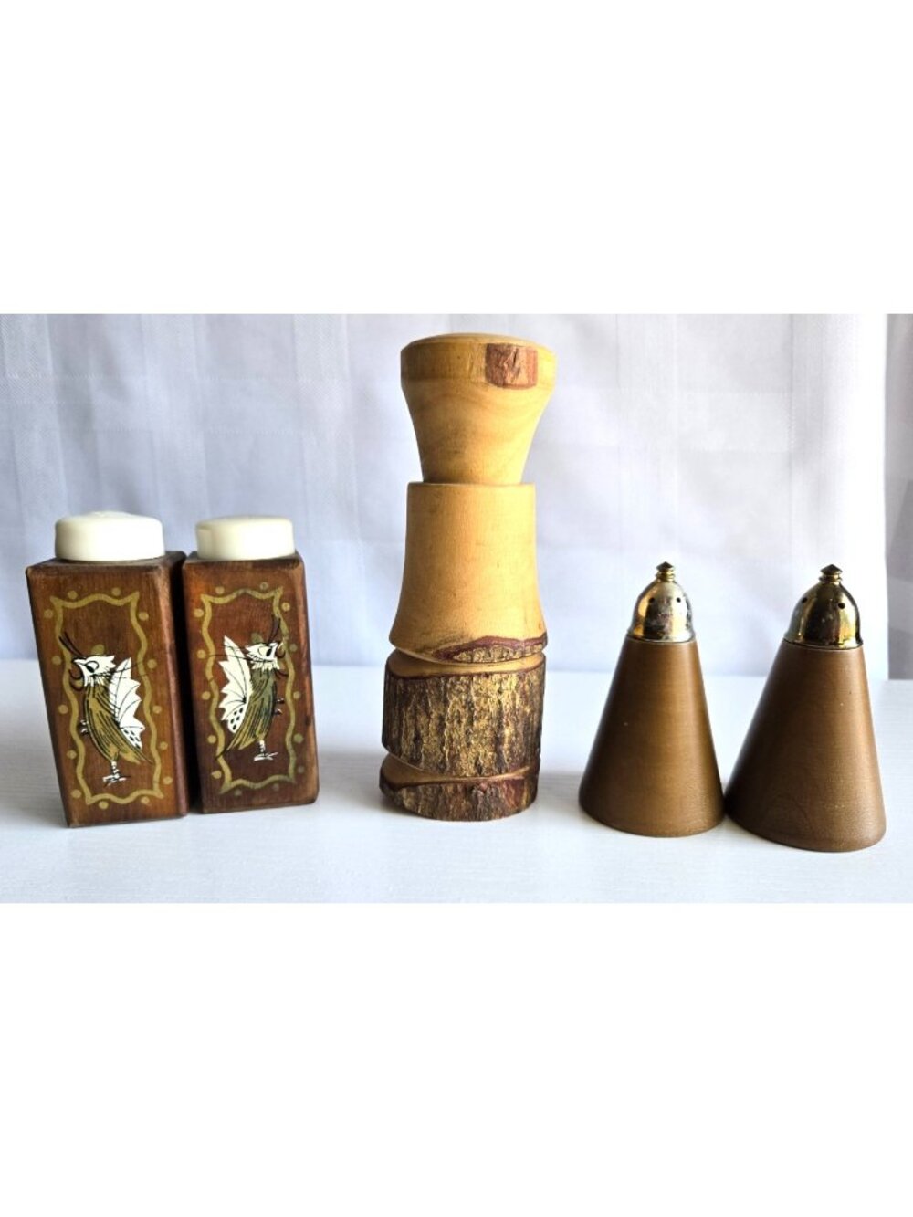 Wooden Novelty Salt & Pepper Shakers Lot of 5 Two Sets Birds 1 Single Handmade